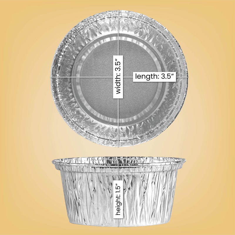PLASTICPRO 3.5'' Inch Round Ramekins Muffin Cups Tin Foil Cupcake Pans Disposable Aluminum, Freezer & Oven Safe Pack of 100 - Image 2